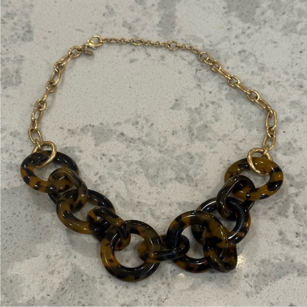 Tortoiseshell Link Necklace with Gold Chain